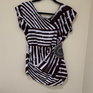 Bleeker & McDougal Women's Boho Blouse Cap sleeve Size M Stretch